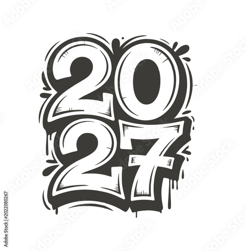 2027 logo design element with creative modern graffiti  concept vector idea