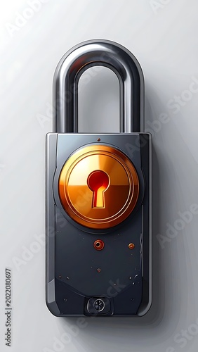 Smart Lock with Golden Keyhole Closeup.