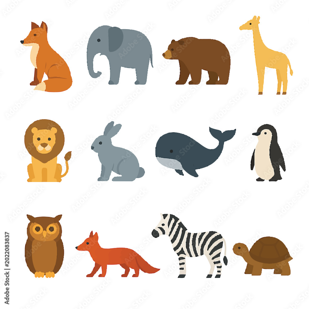 Obraz premium set of cartoon wild animals for stickers and children books
