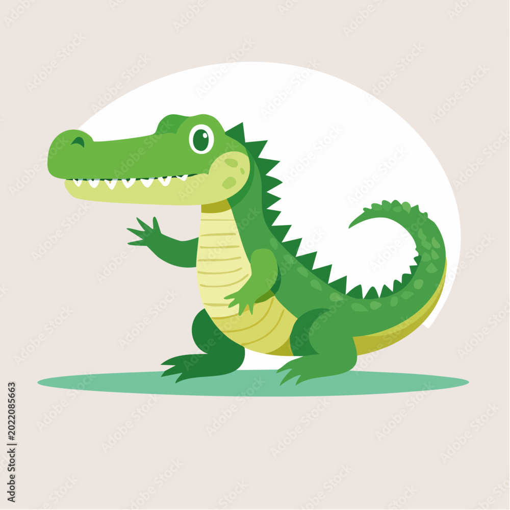 Naklejka premium Cute cartoon alligator waving