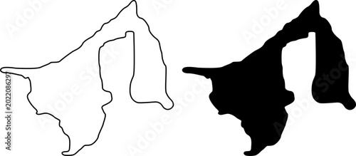 Foto Outline and silhouette map of brunei