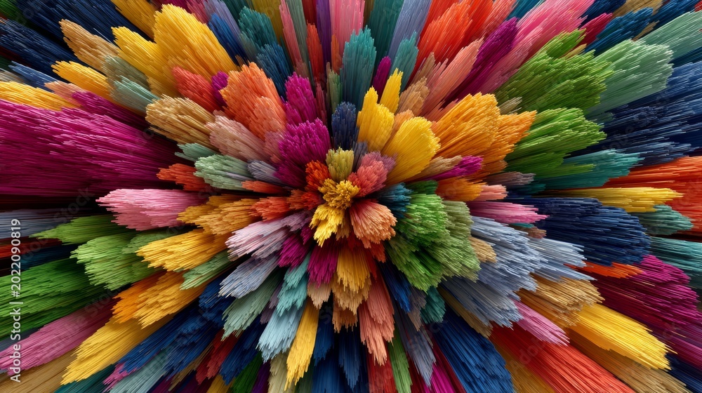 Obraz premium Vibrant Explosion of Colorful Sticks and Straws Creating a Dynamic Abstract Scene
