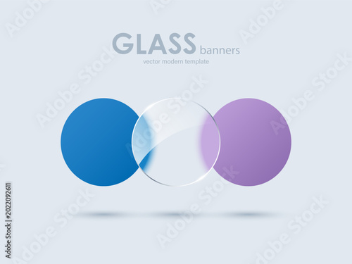 Transparent glass banners. Modern vector template