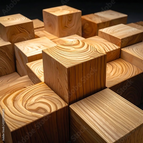 Wooden blocks with natural grain patterns.