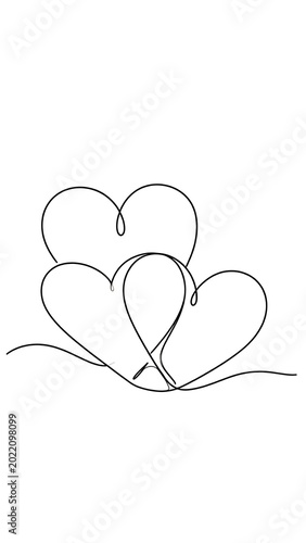 Linked hearts line art