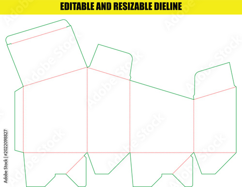 Versatile foldable cardboard packaging dieline template for custom retail box structural development and industrial manufacturing design project