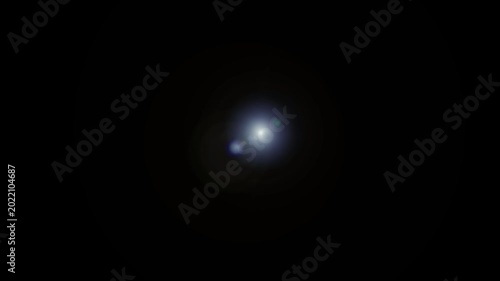 Abstract optical lens flare effect with a bright central light source and colorful horizontal glows on a black background.