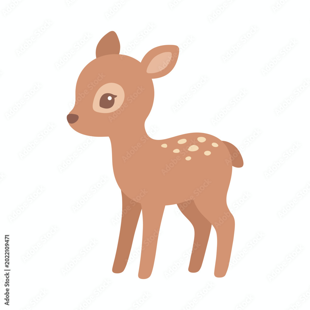 Fototapeta premium Cute kawaii deer standing vector illustration