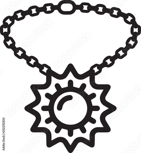 Schilderij op canvas Premium Minimalist Aura Necklace with Ethereal Light Glow Vector Icon for Spirit
