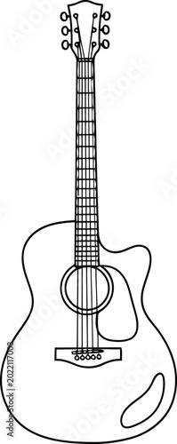 Acoustic Guitar Line Art Illustration