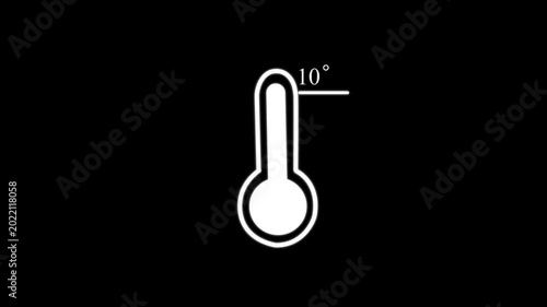 Minimalist thermometer animation indicating 10 degrees celsius temperature measurement
