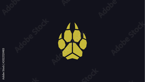 Quadro su tela Minimalist Golden Wolf Paw Print Logo Design