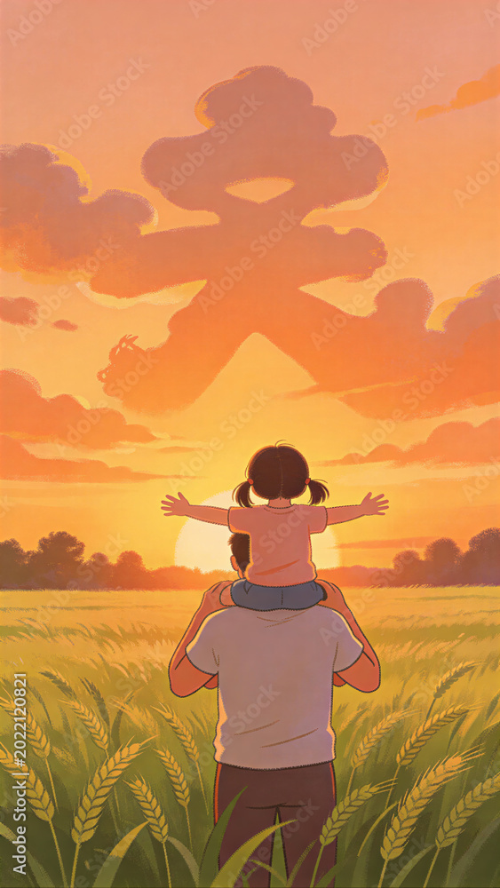 Fototapeta premium Father's Day design illustration elements