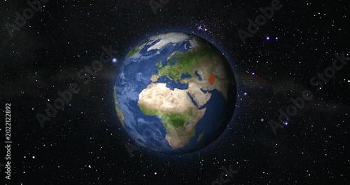 Zoom in to Afghanistan from Earth. Satellite view of the Asia. The concept of highlight the country, globe, tourism, travel, journey, aerial view of countries.
