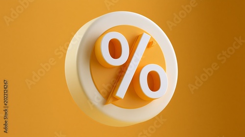 Floating symbol shows a percentage off for sales.