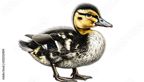 Isolated Baby Duckling Cute Bird Realistic Photo