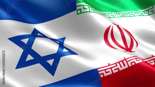 israel iran waving flags middle east war tension concept