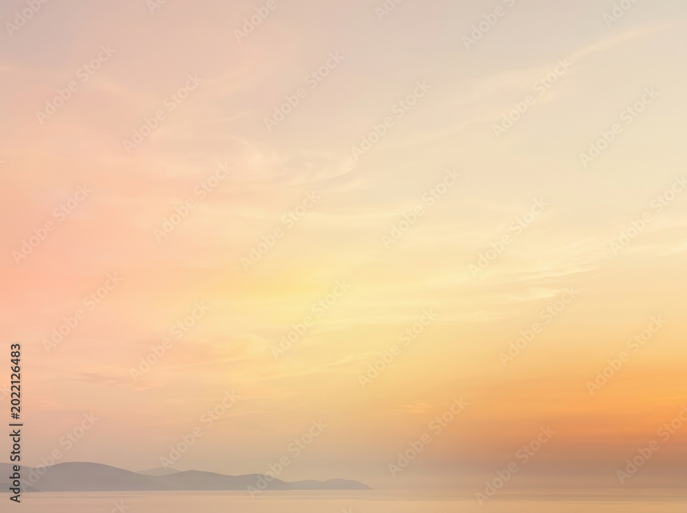 Fototapeta premium Serene sunset over a body of water with mountains peaceful background, wallpaper thumbnail social, media book cover, download 2026 2027, 2028 event template, pc desktop mobile, full hd 4k download