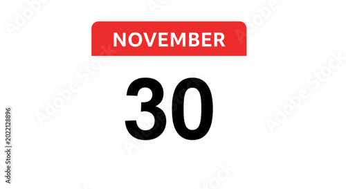фотографія November thirtieth calendar date number.