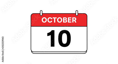 Photos October tenth calendar date page.