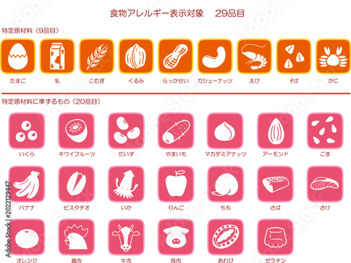 食物アレルギー表示29　カラーアイコン