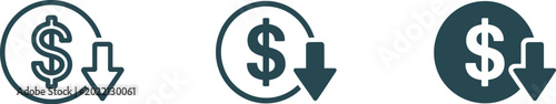 Fotografía Cost, reduction sign icon representing lower expenses, budgeting efficiency, and financial savings suitable for web interfaces, analytics platforms, and corporate presentations