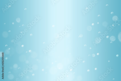 水滴と丸い玉が光輝く水中の背景イラスト