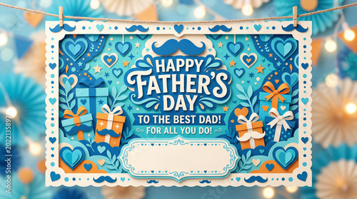 Celebrate Fathers Day With Cards, Gifts, and a Bright Blue Background for Dad...