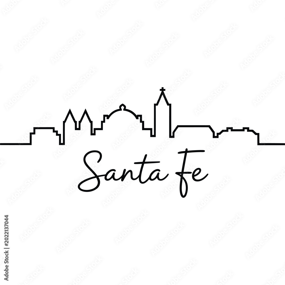 Fototapeta premium santa fe skyline silhouette with handwritten text
