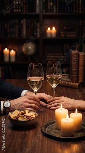 Romantic evening with champagne and candles