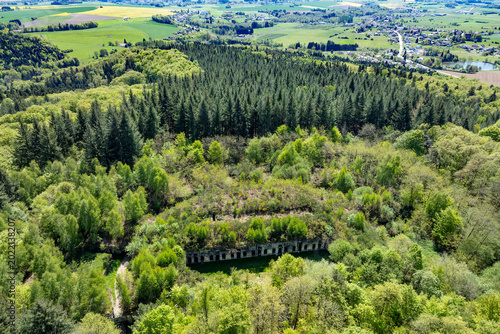 Vue aérienne du fort du Bambois à Dounoux, fort Séré de Rivières de la ceinture fortifiée d’Épinal dans les Vosges