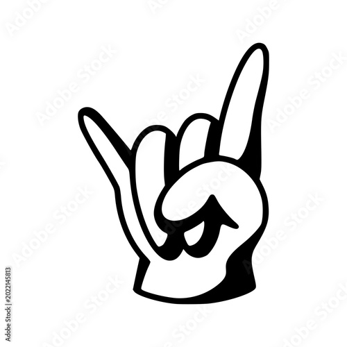 cute hand sign rock and roll doodle sketch