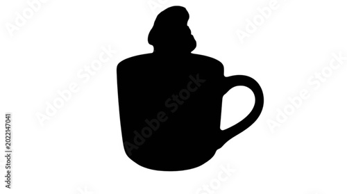 Foto Black silhouette of a mug with a lid isolated on transparent background, Vector