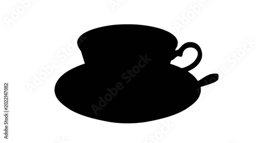 Bild auf Leinwand Black silhouette of a teacup and saucer isolated on transparent background, Vect