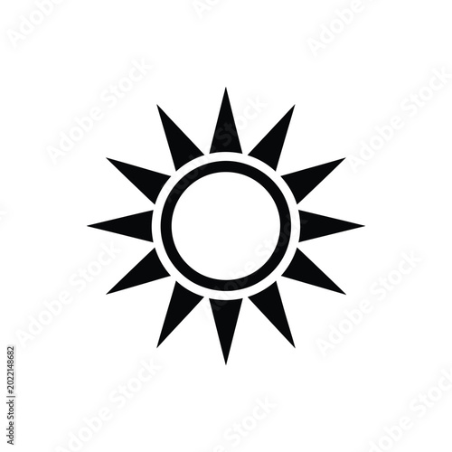 sun icon with black rays on white background