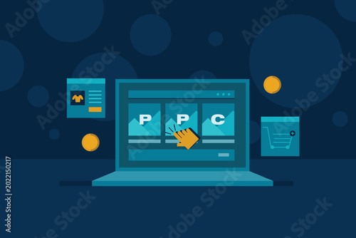 Foto eCommerce business uses PPC or pay per click advertising campaign to convert audience into potential customer to increase company sales