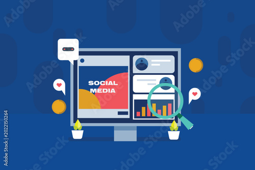 Tableau sur toile Business use social media advertising campaign to reach audience, build followers, increase audience engagement, enhance brand awareness and convert customers