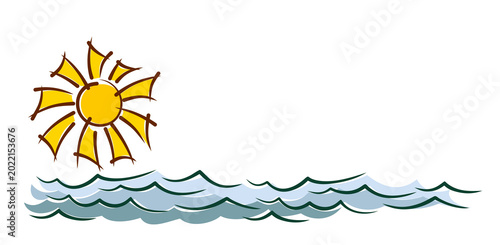 A seascape with bright sun.