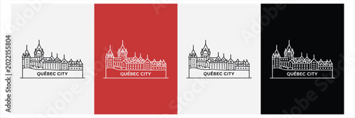 Quebec city skyline outline with chateau frontenac landmark
