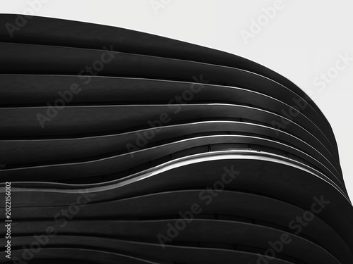 Curve pattern Modern building facade Architecture details Abstract background Black and white