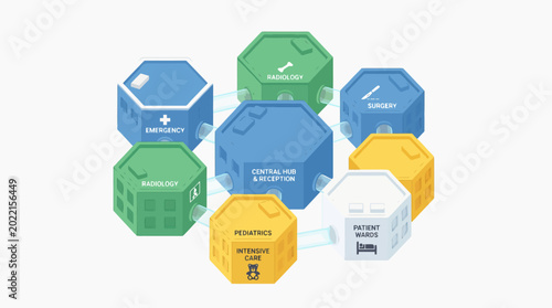 Tableau sur toile Group of Hexagonal Boxes with Symbols and Text.