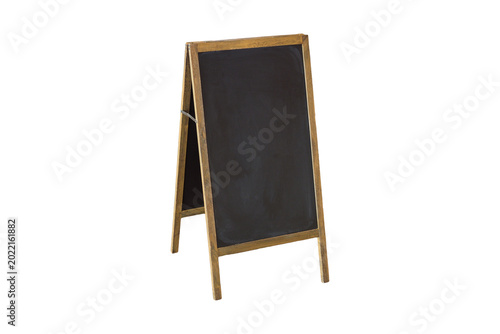Foto Wooden a-frame chalkboard sign isolated on transparent PNG background