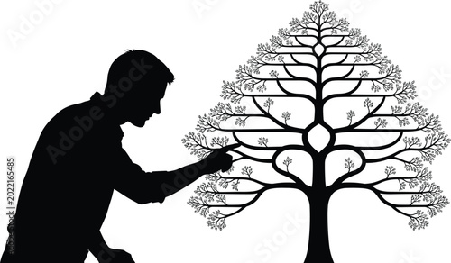 Canvastavla Man nurturing a tree with care and dedication