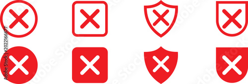 Tableau sur toile Red x icons for error cancel or rejection