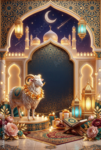 Family Gathers With Animals in a Festive Scene Under the Night Sky During a C...