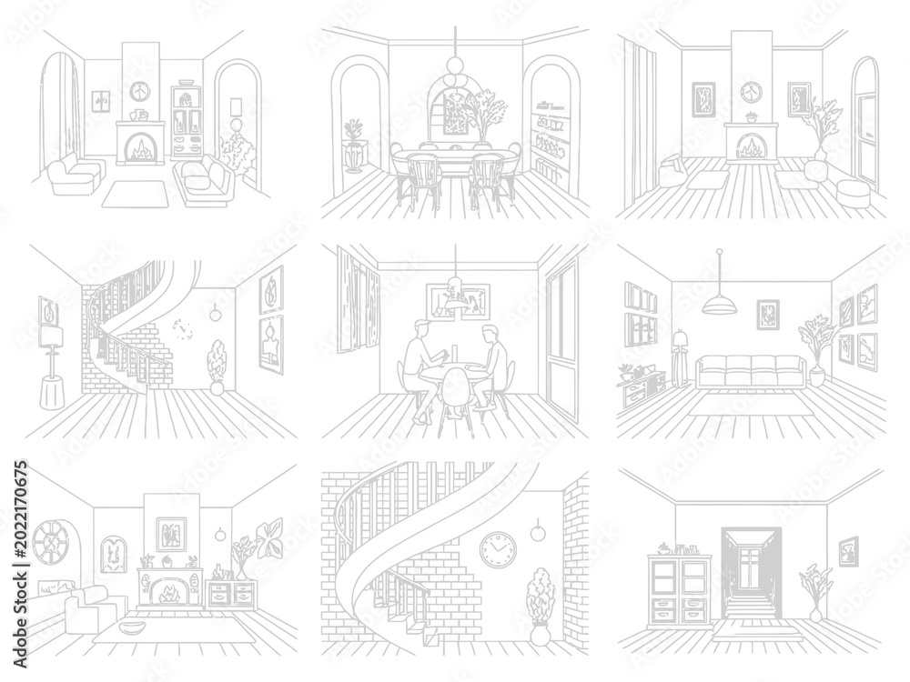Fototapeta premium Collection of various room floor plans and layouts