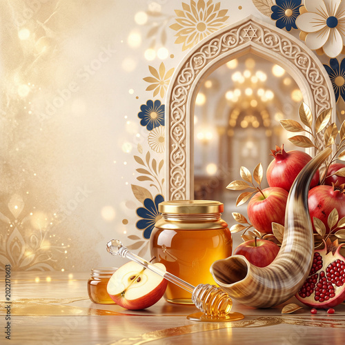 Traditions During the Fall Season With Apples and Honey in a Cozy Setting