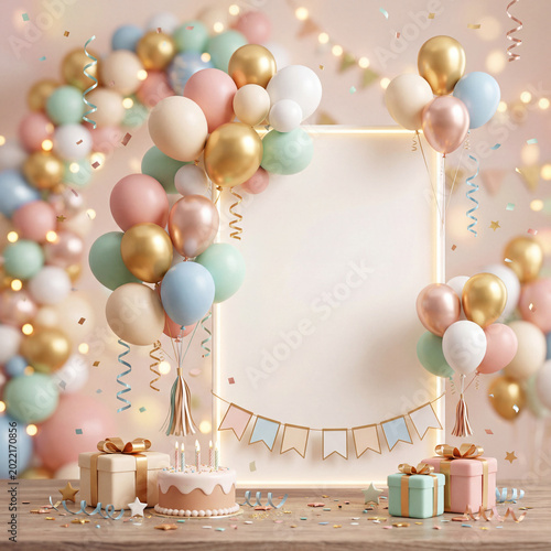 Celebrate With Gifts, Balloons, and a Cake in a Festive Setting for a Special...