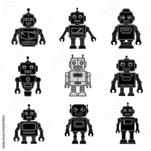 Photography Collection of old school black robots.