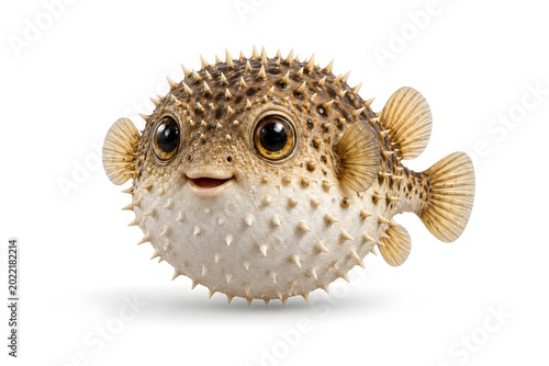 Cute Pufferfish Isolated on White Background Stock Photo